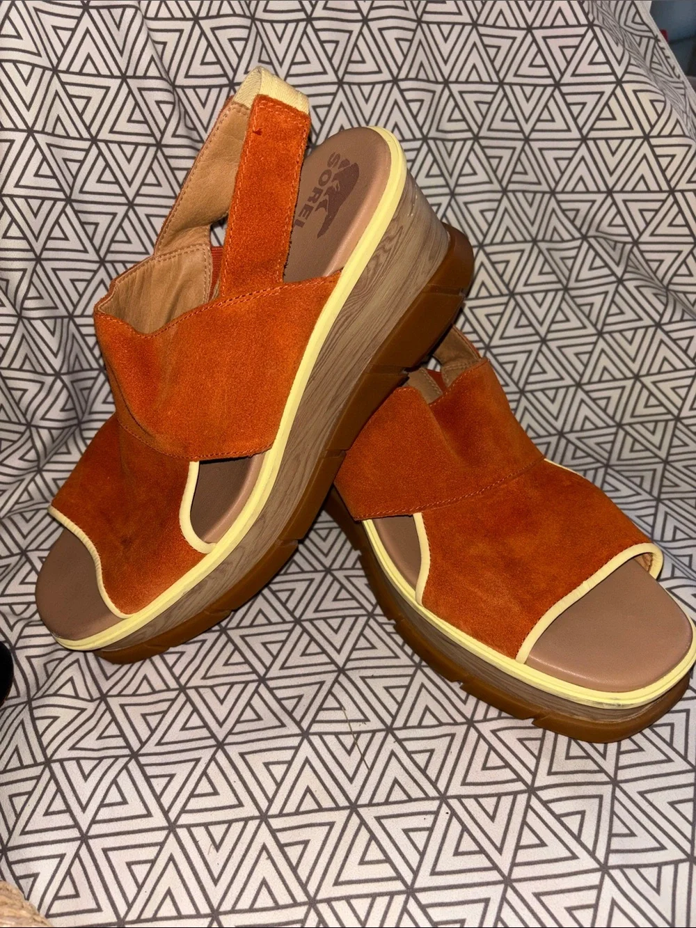 Sorel Women’s Orange Suede Platform Sandals - Comfortable Summer Wedge